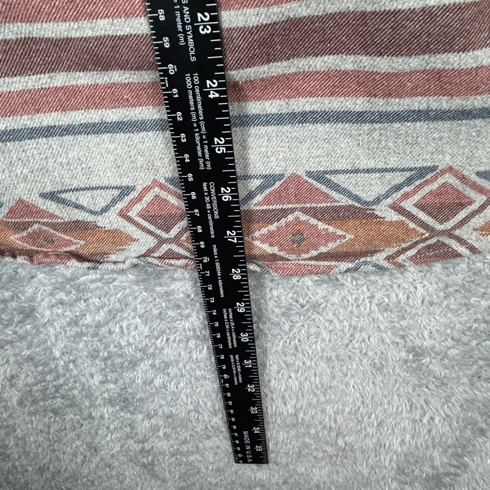 Eddie Bauer Mens Large Southwestern Geometric Flannel Shirt Grey Rust LS - Picture 7 of 11